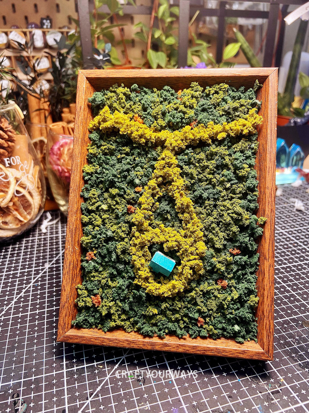 Miniature Forest Necklace Scene Framed in a Picture Frame