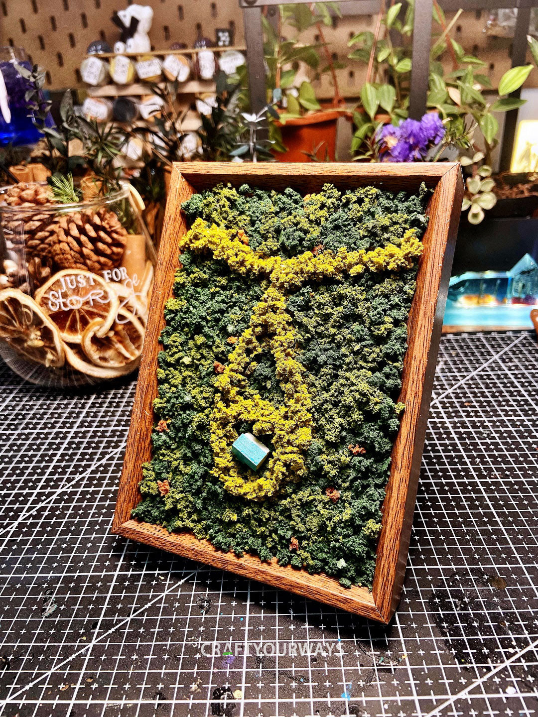 Miniature Forest Necklace Scene Framed in a Picture Frame