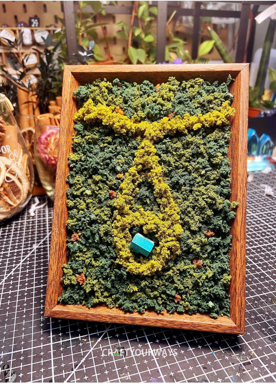 Miniature Forest Necklace Scene Framed in a Picture Frame